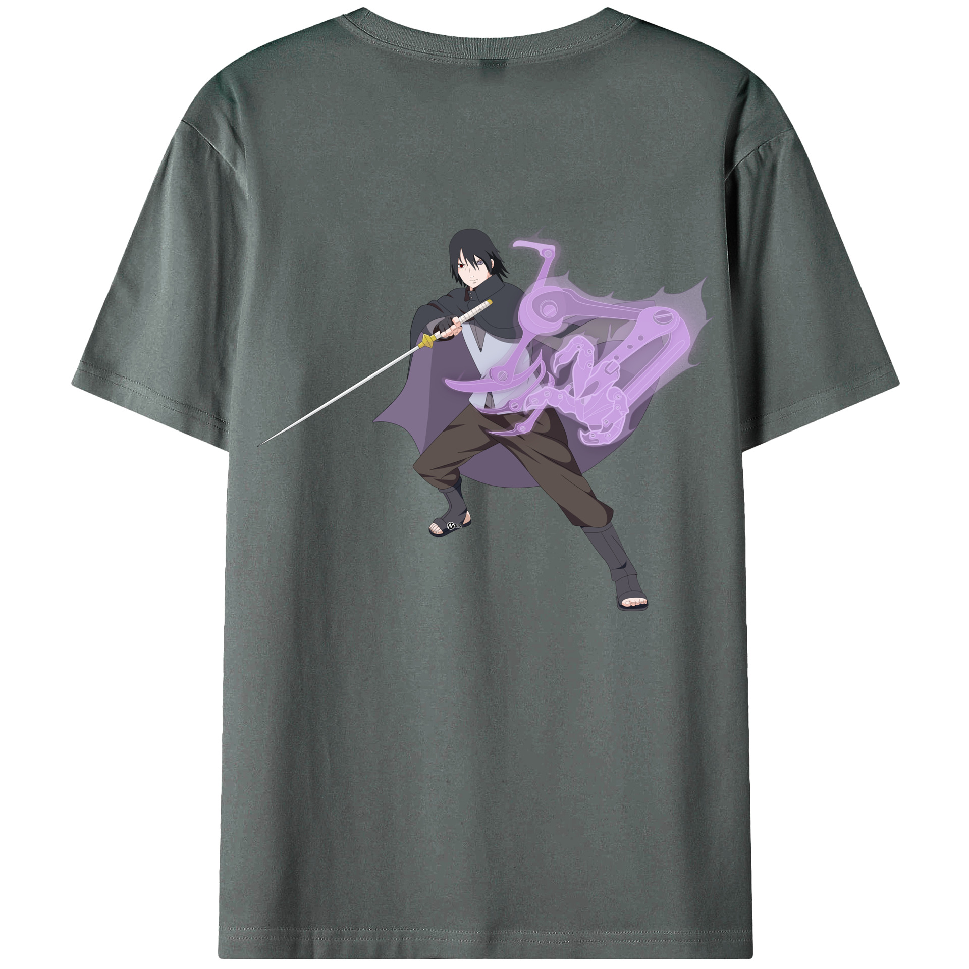（画像用） NARUTO -ナルト- うちは サスケ Uchiha Sasuke 綿100％ メンズ半袖Tシャツ（バックプリント） 通気性